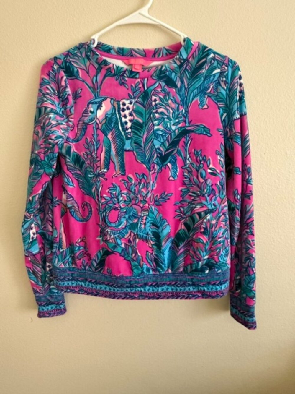 Lilly Pulitzer Pink And Blue Asian Queen Elephant Floral Rami Velour